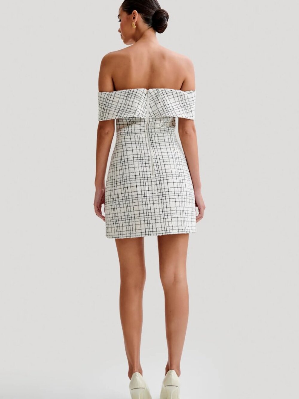 NWT Meshki Helena Tweed Off Shoulder Mini Dress Size S - Picture 2 of 7